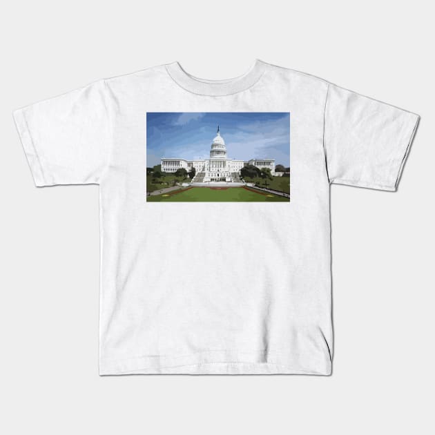 Capitol Building Painting Kids T-Shirt by gktb